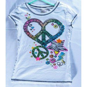 Beautees Girls Sz M tshirt Peace Sign T Shirt sz M